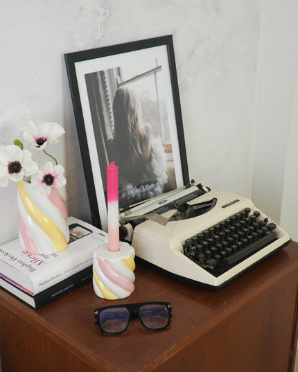 Vaas - Geel/roze/wit