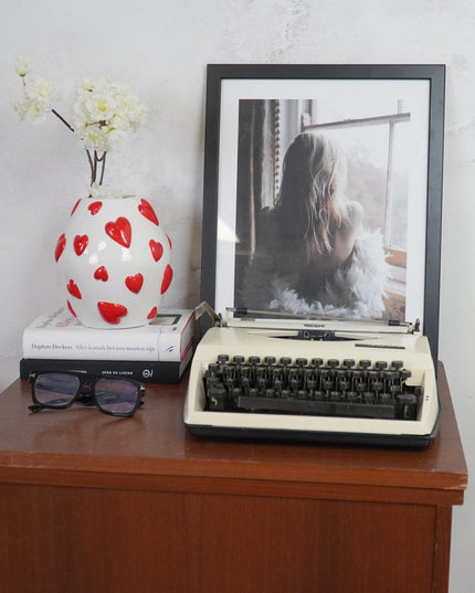 Bloemvaas (hartontwerp) -  Wit/rood