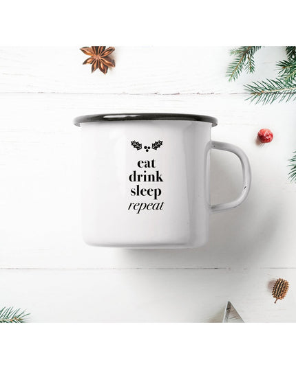 Emaille mok / Eat Drink Sleep Repeat