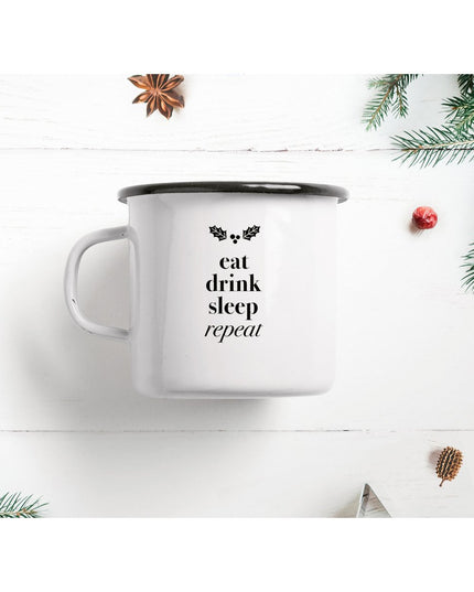 Emaille mok / Eat Drink Sleep Repeat
