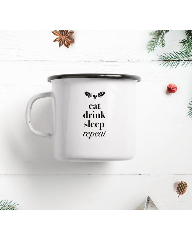 Emaille mok / Eat Drink Sleep Repeat