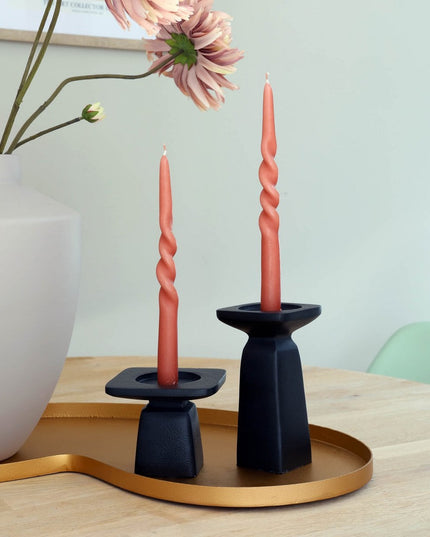 Kaarsen -en waxinelichthouder - Zwart