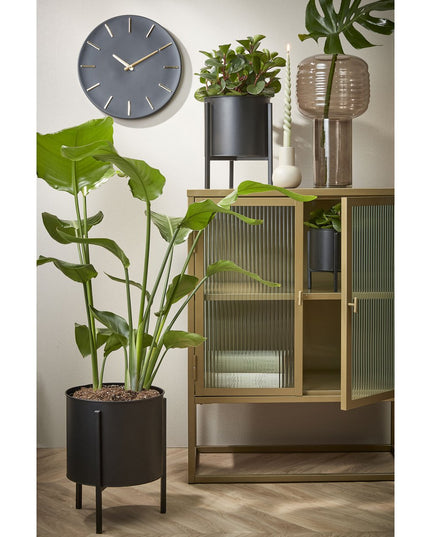 Bloempot op standaard - Set van 3 - Zwart