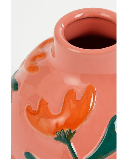 Vaas met bloemmotief - Roze