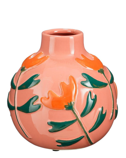 Vaas met bloemmotief - Roze