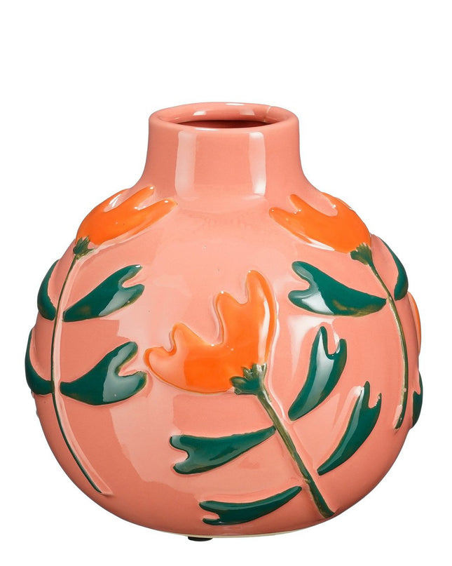 Vaas met bloemmotief - Roze