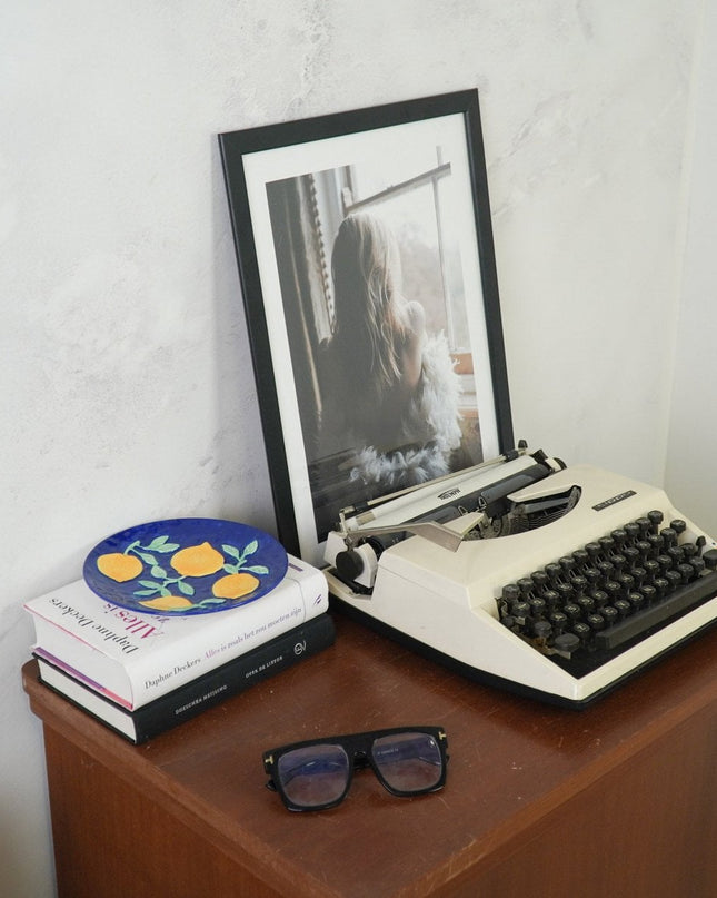 Decoratief bord - Blauw/geel