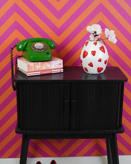 Bloemvaas (hartontwerp) -  Wit/rood