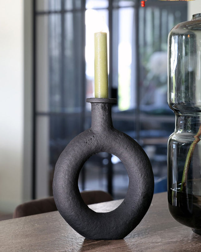 Kaarsenhouder - Rough black