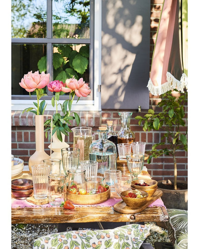Schaaltjes met dienblad - Lichtbruin Mango hout