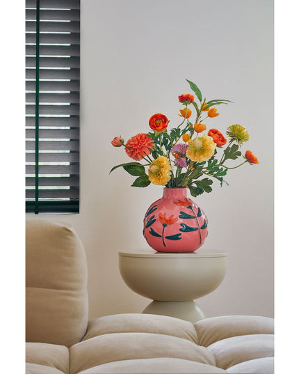 Vaas met bloemmotief - Roze