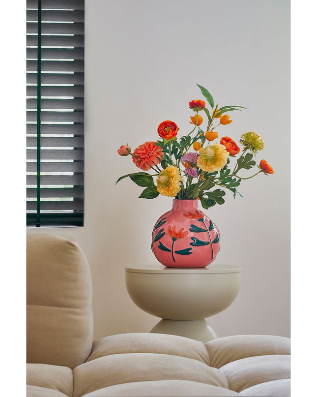 Vaas met bloemmotief - Roze