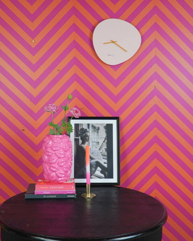 Wandklok - Organisch- Roze/ oranje