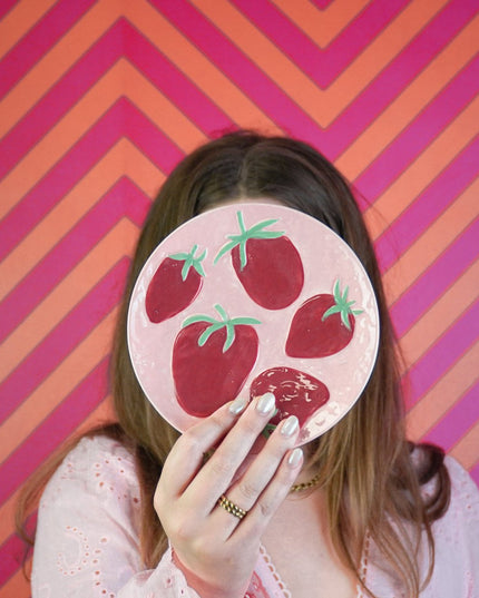 Decoratief bord - Roze/rood