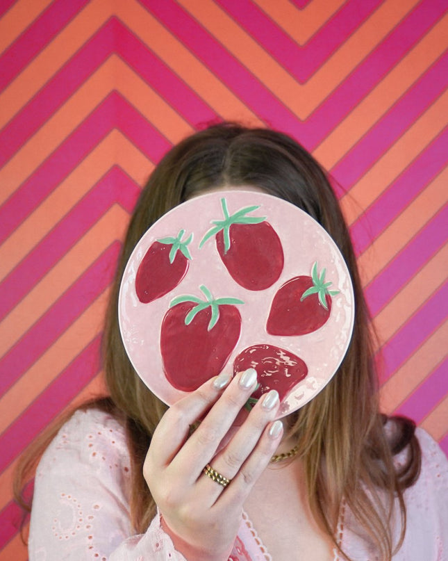 Decoratief bord - Roze/rood